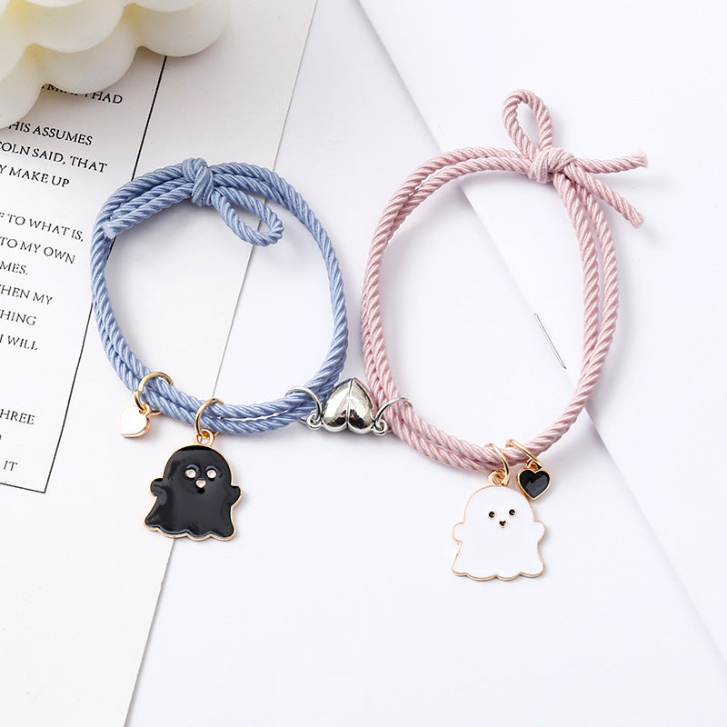 Wholesale Black and white ghost couple love magnet bracelet